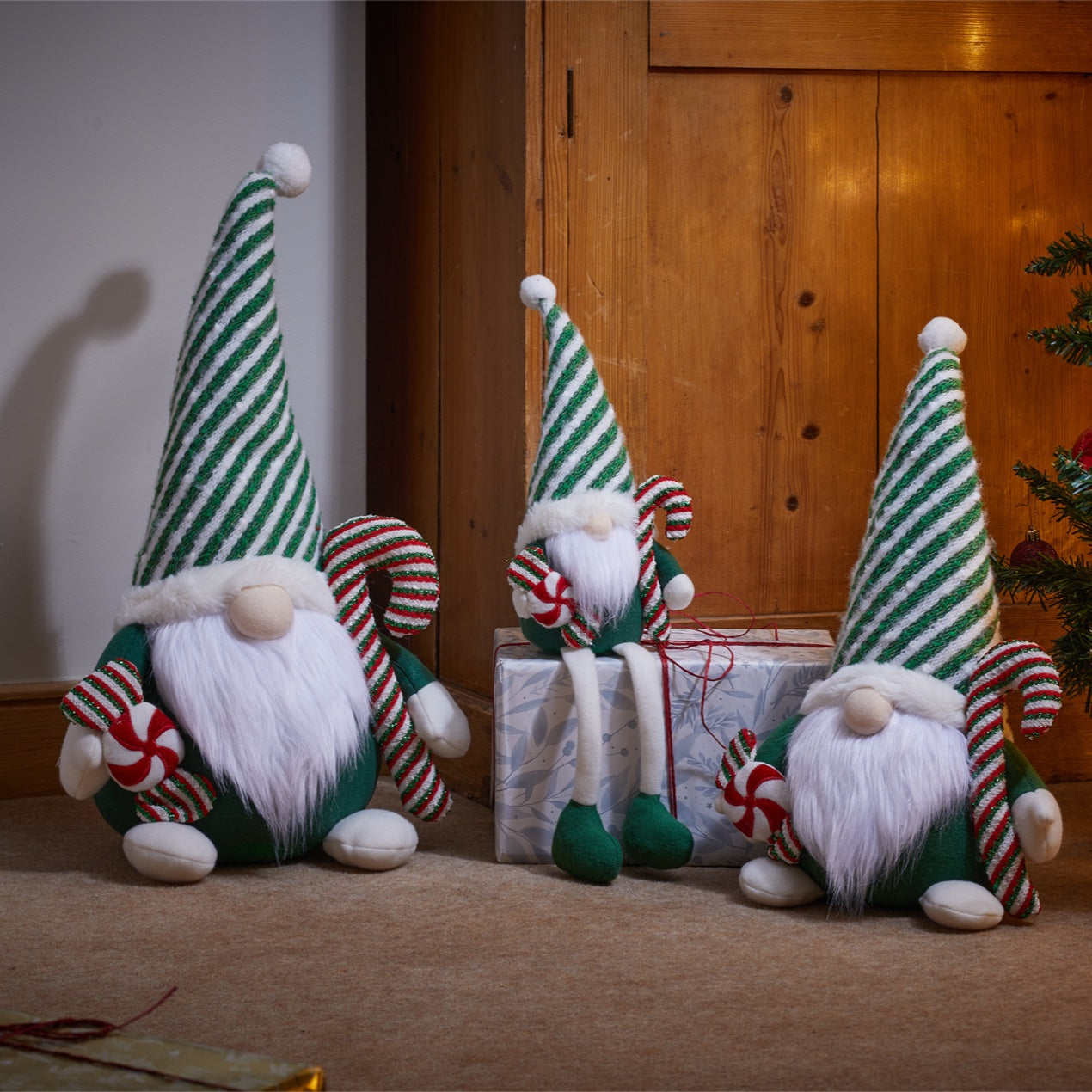 Three Kings Candy Cane Gonk - Green - Saxons Garden & Home