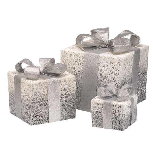 Three Kings Sparkly Faux Gift Boxes - Set of 3 Silver - Saxons Garden & Home