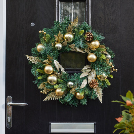 Three Kings Baubly Wreath - Gold - 40cm - Saxons Garden & Home