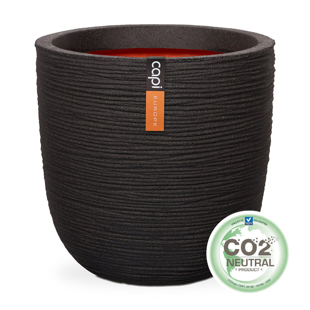 Capi Planter Rib Ball in Black - Saxons Garden & Home