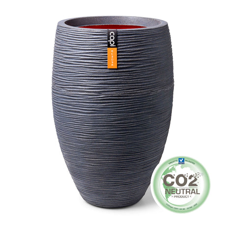 Capi Planter Vase Rib Deluxe in Dark Grey - Saxons Garden & Home