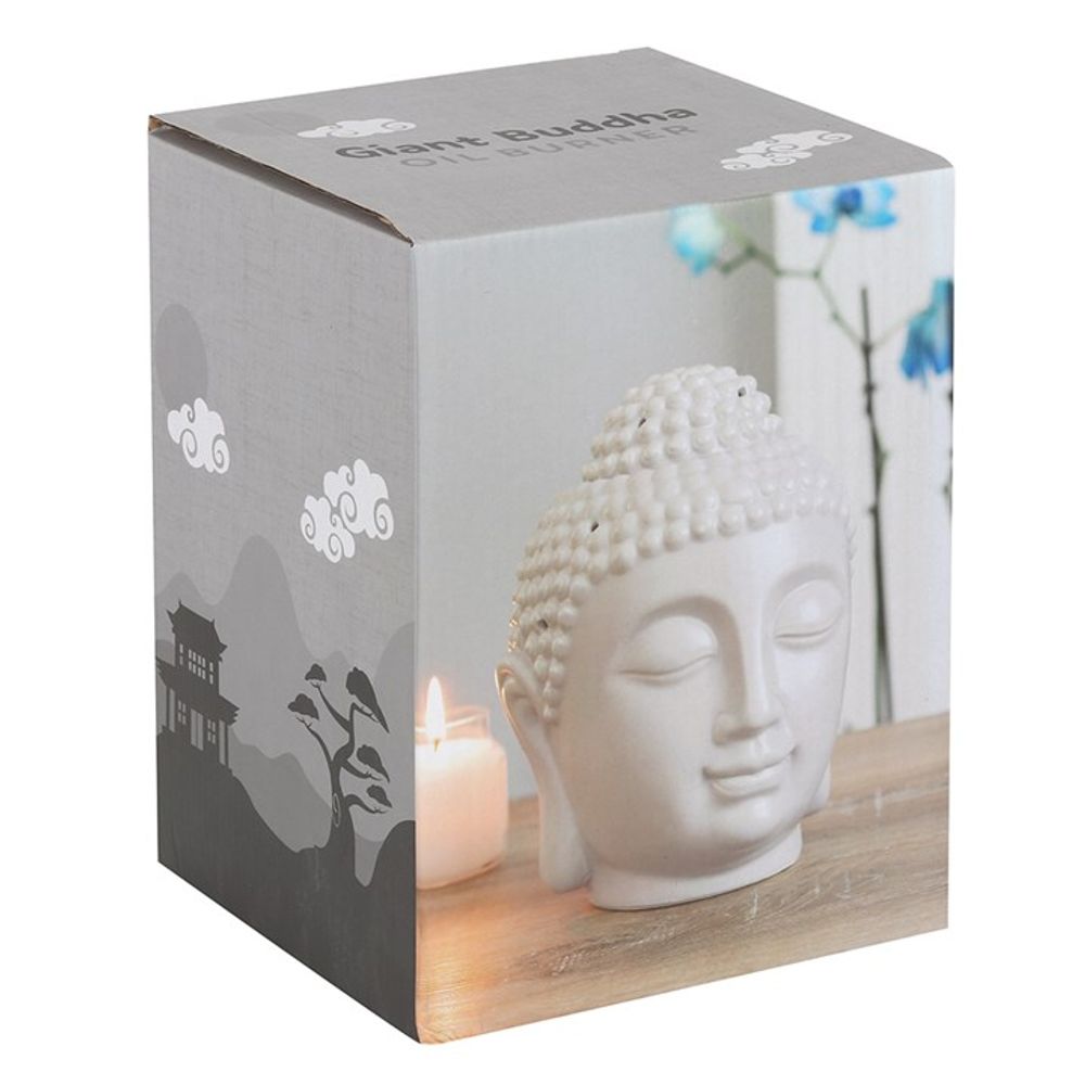 Large Grey Buddha Head Oil Burner - Saxons Garden & Home