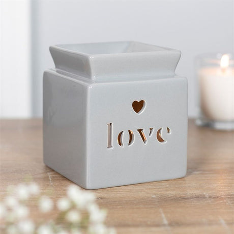 Grey Love Cut Out Oil Burner - Saxons Garden & Home