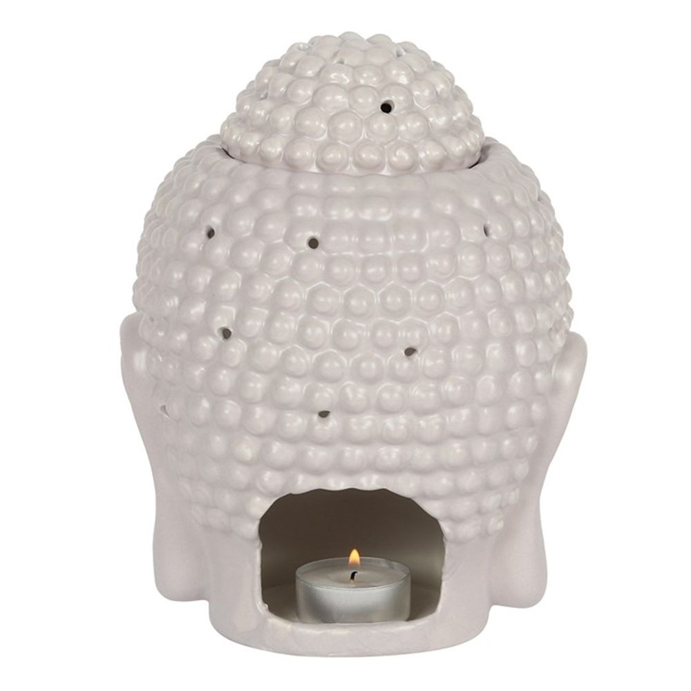 Large Grey Buddha Head Oil Burner - Saxons Garden & Home