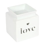 White Love Cut Out Oil Burner - Saxons Garden & Home