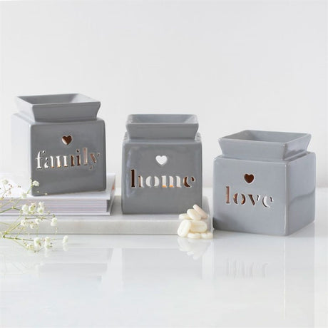 Grey Love Cut Out Oil Burner - Saxons Garden & Home